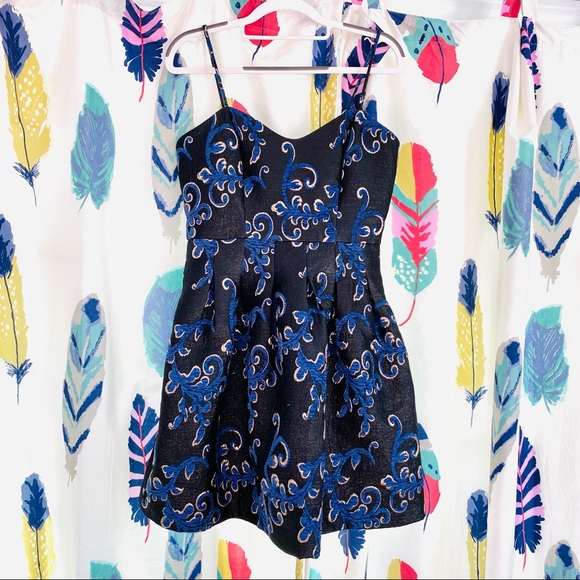 Belle Badgley Mischka Floral Metallic Brocade Vienna Dress sz 2 NWT - Picture 3 of 15